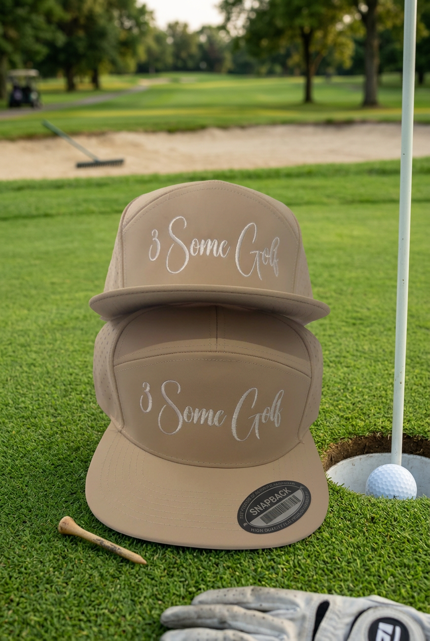Tan Perforated SnapBack 3 Some Golf cap