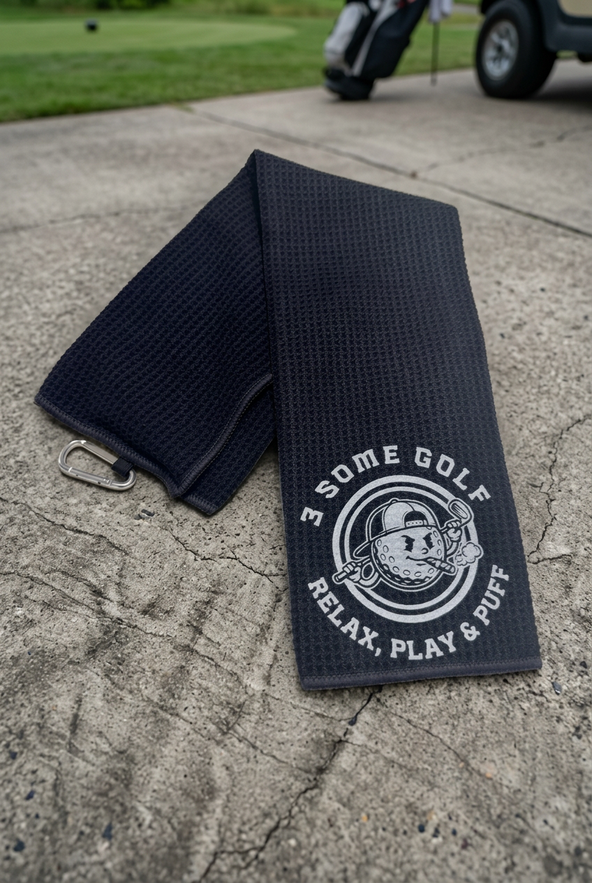 3 Some Golf Waffle Towel in Black