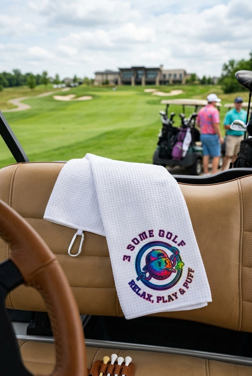 3 Some Golf Waffle Towel in White